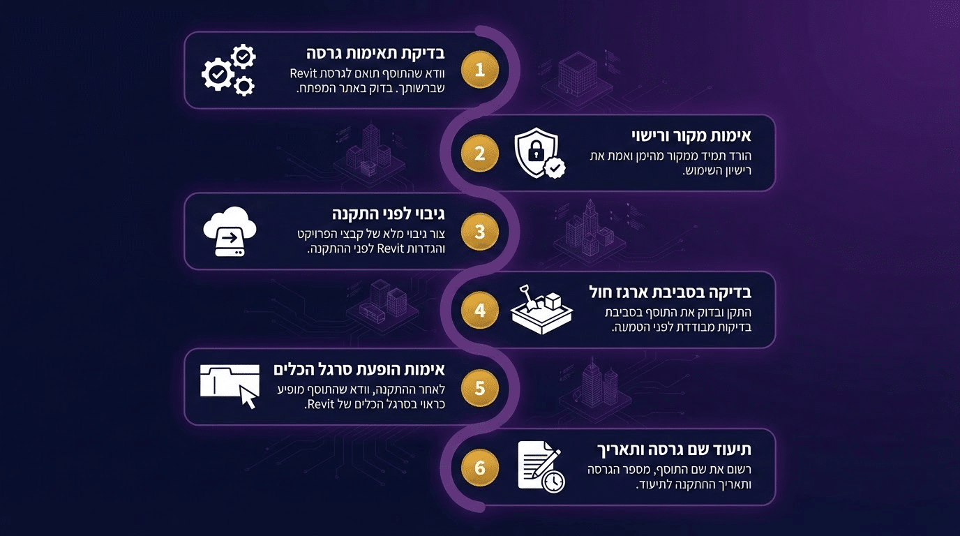 צ'קליסט לפני התקנת תוסף חדש לרוויט
