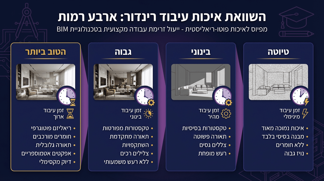 השוואת הגדרות איכות רנדר ברוויט