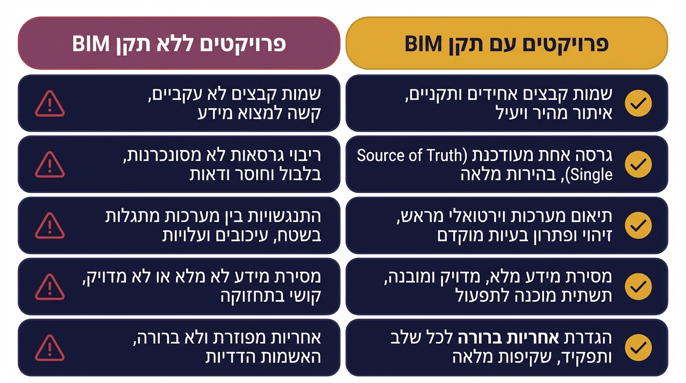 בקרת איכות ותוצרי מסירה בפרויקט BIM