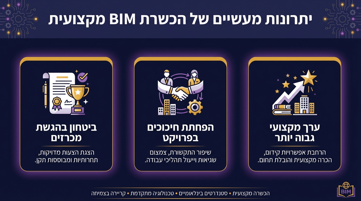 שלושה יתרונות מעשיים מהכשרה בתקני BIM