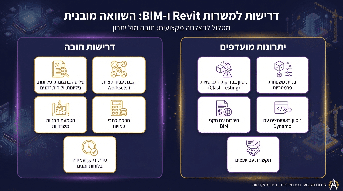 מה מעסיקים מחפשים - דרישות חובה מול יתרונות מועדפים בתפקידי Revit