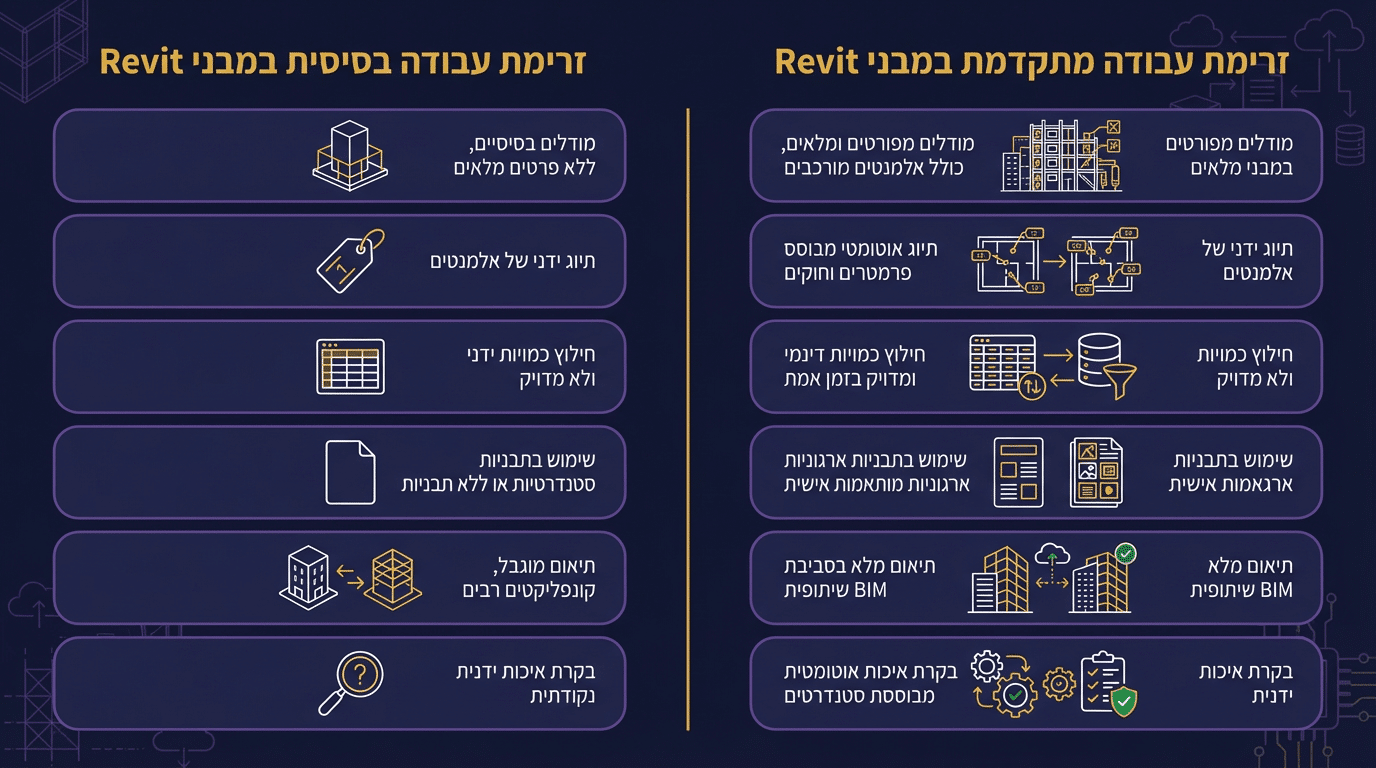 ההבדל בין קורס קונסטרוקציה בסיסי לרמה מתקדמת ברוויט