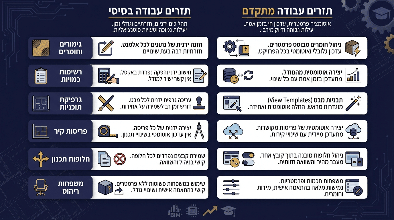 ההבדל בין עבודה בסיסית לעבודה מתקדמת בעיצוב פנים ברוויט