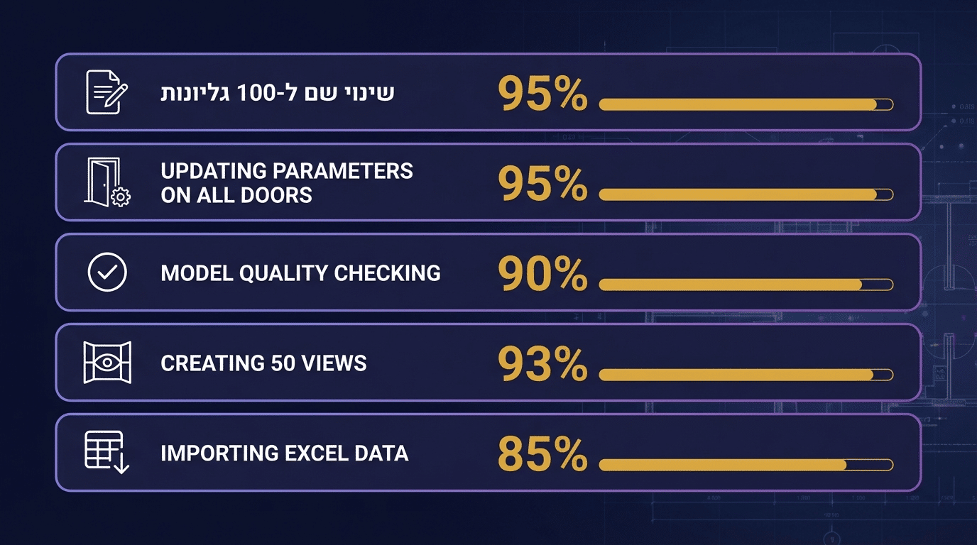 טבלת חיסכון בזמן עם Dynamo - השוואה בין עבודה ידנית לאוטומטית