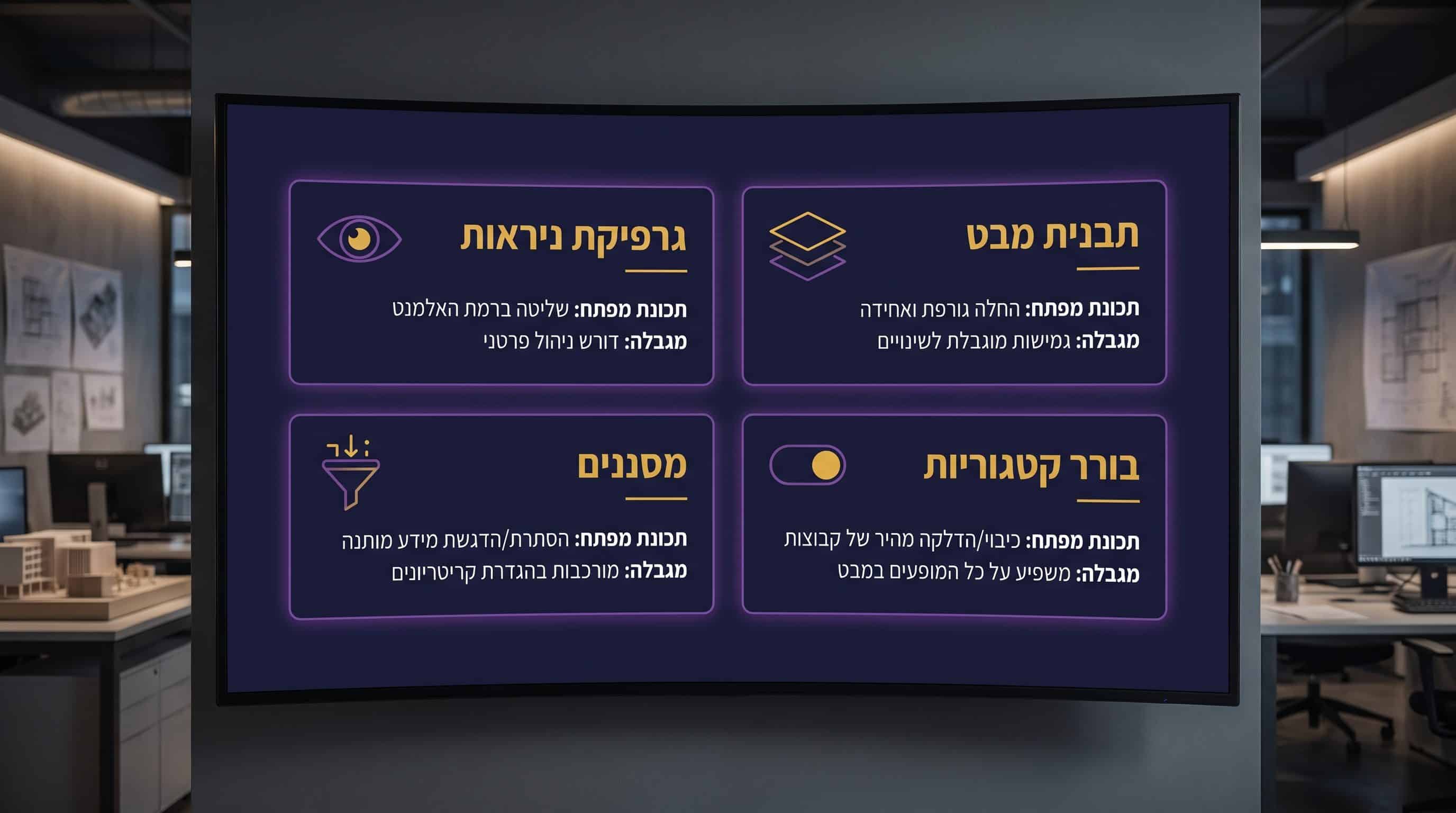 השוואת כלי ניהול תצוגות ברוויט - Filters, View Templates, Visibility Graphics