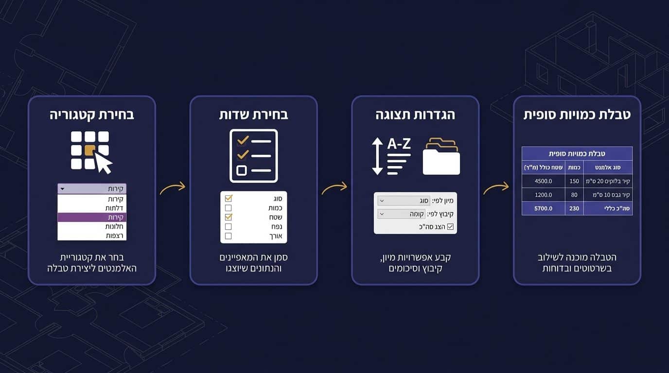 איך יוצרים טבלת כמויות ברוויט שלב אחר שלב