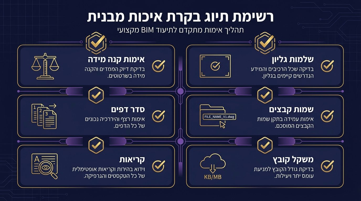צ'קליסט בקרת איכות לפני מסירה